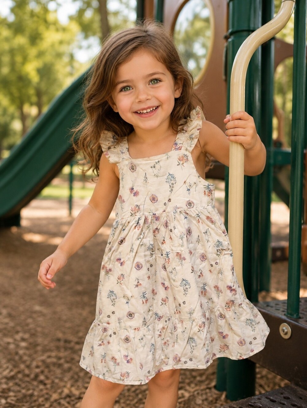 #82 Nordstrom Cream Girls Dress with Elastic Waist